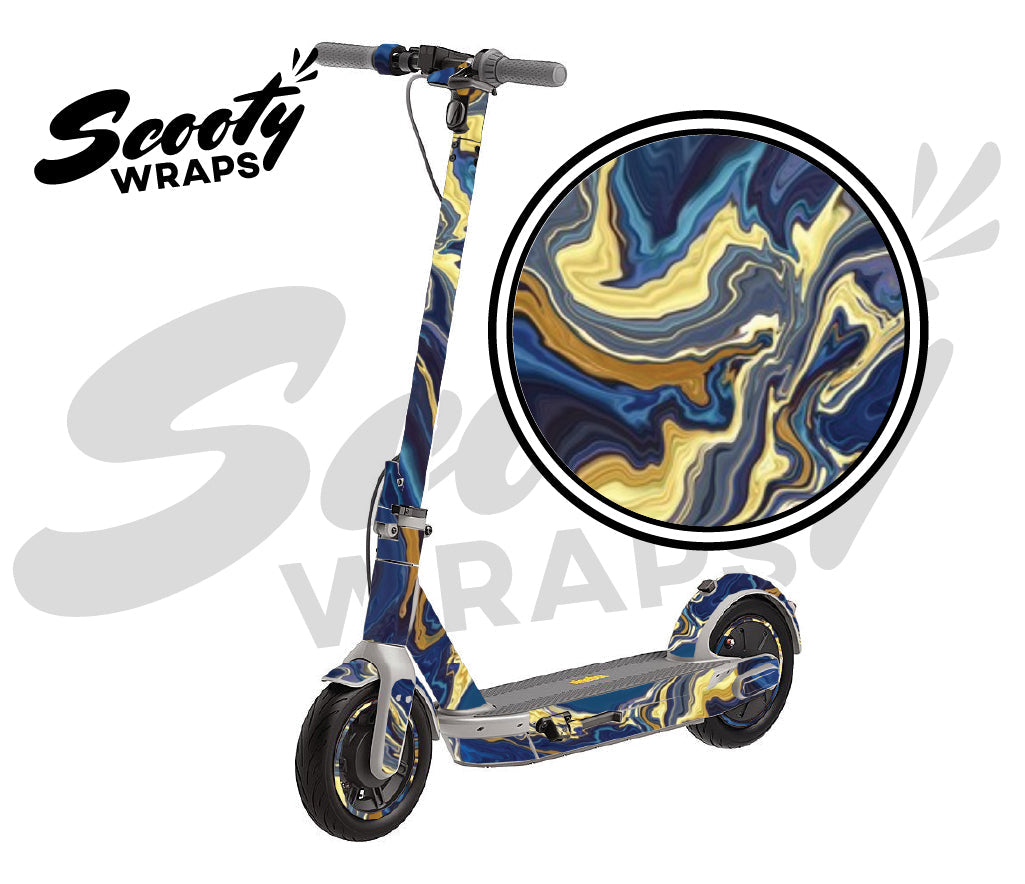 Electric Scooter Wrap Marble Blue Gold Ninebot Max G30LP Scooty Wraps ScootyWraps