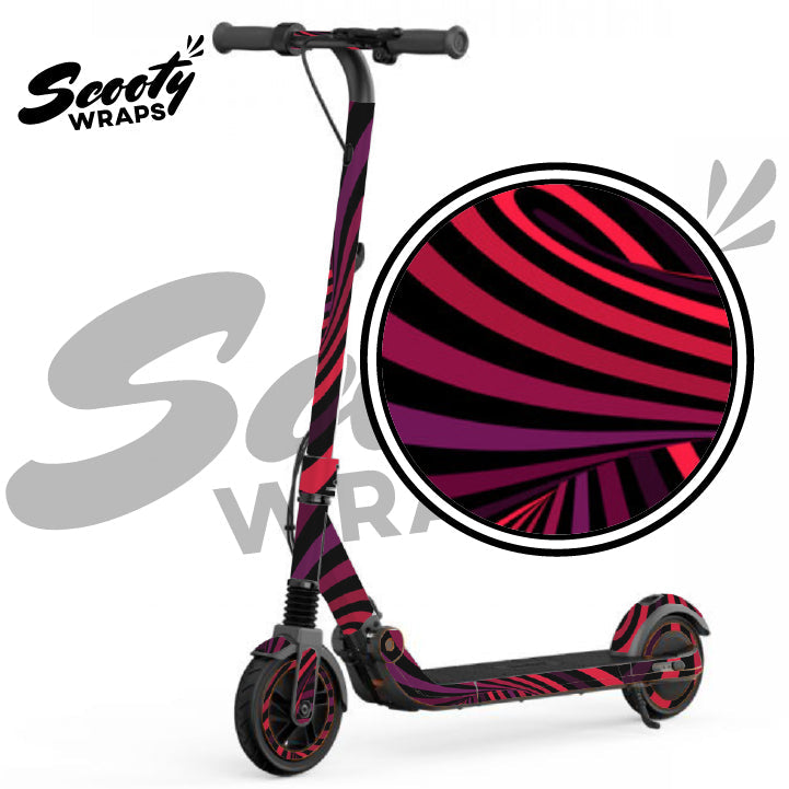 Electric Scooter Wrap Wavy Red Ninebot Zing E10 E12 Scooty